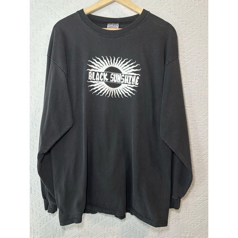 Vintage 90s Black‎ Sunshine Long Sleeve Shirt Men's Pluma Size Large-Made In USA